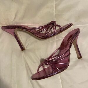 Pink Metallic Snakeskin Schutz Heels